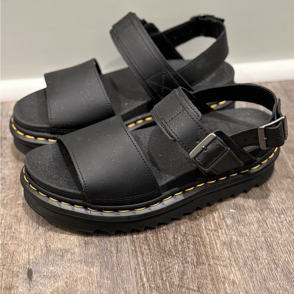 Dr. Martens Black Sandals with Yellow Stitching - Picture 2 of 6